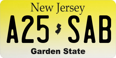 NJ license plate A25SAB