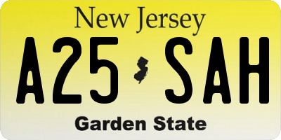 NJ license plate A25SAH