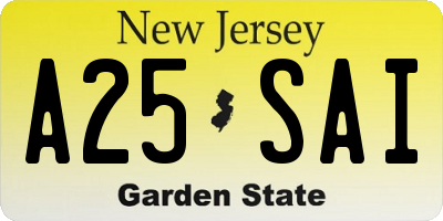 NJ license plate A25SAI