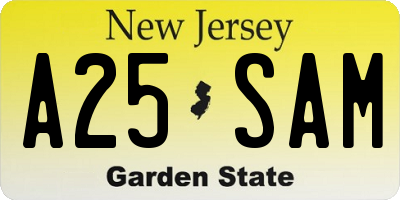 NJ license plate A25SAM