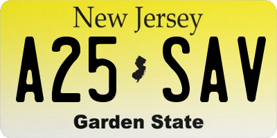 NJ license plate A25SAV