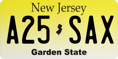 NJ license plate A25SAX