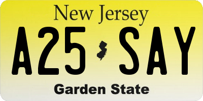 NJ license plate A25SAY