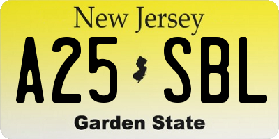 NJ license plate A25SBL
