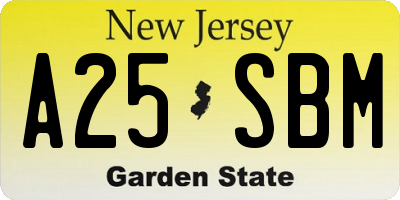 NJ license plate A25SBM
