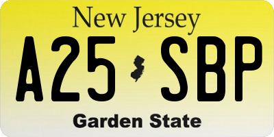 NJ license plate A25SBP