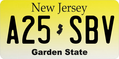 NJ license plate A25SBV