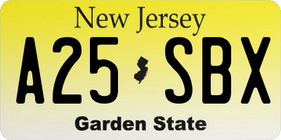 NJ license plate A25SBX