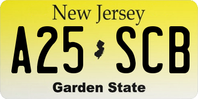 NJ license plate A25SCB