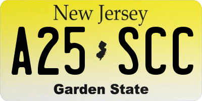 NJ license plate A25SCC