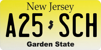 NJ license plate A25SCH