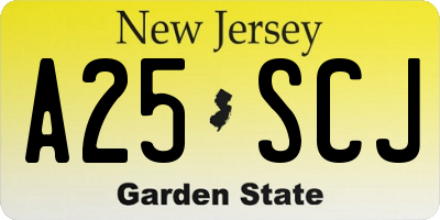 NJ license plate A25SCJ