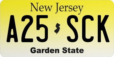 NJ license plate A25SCK