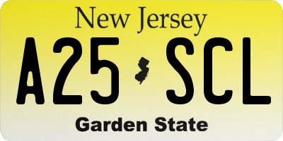 NJ license plate A25SCL