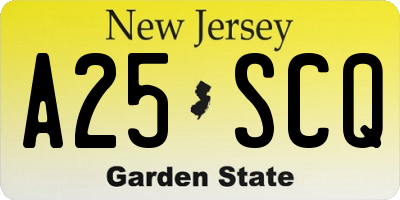 NJ license plate A25SCQ