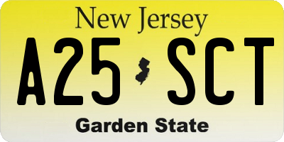 NJ license plate A25SCT