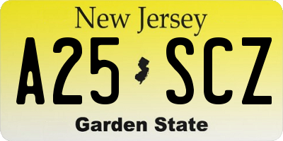 NJ license plate A25SCZ