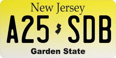 NJ license plate A25SDB