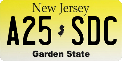 NJ license plate A25SDC
