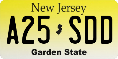 NJ license plate A25SDD