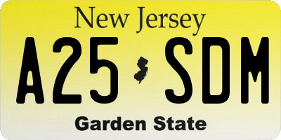 NJ license plate A25SDM