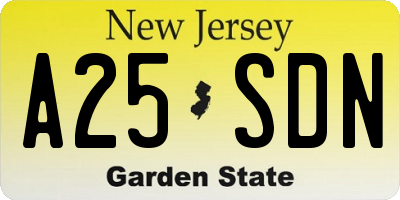 NJ license plate A25SDN