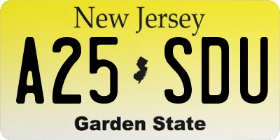 NJ license plate A25SDU