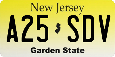 NJ license plate A25SDV
