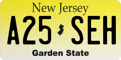 NJ license plate A25SEH