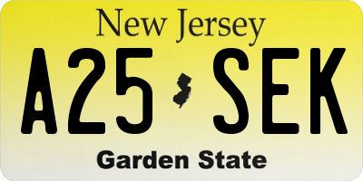 NJ license plate A25SEK