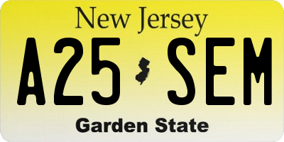 NJ license plate A25SEM