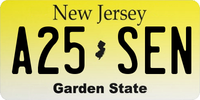 NJ license plate A25SEN