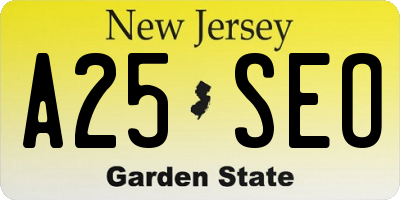 NJ license plate A25SEO