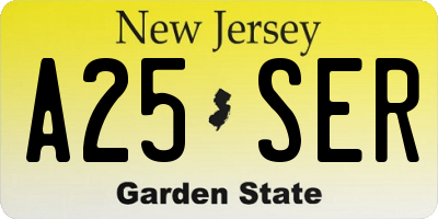 NJ license plate A25SER