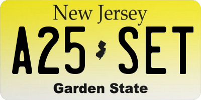 NJ license plate A25SET