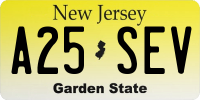 NJ license plate A25SEV