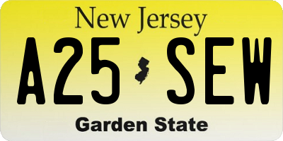 NJ license plate A25SEW