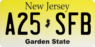 NJ license plate A25SFB