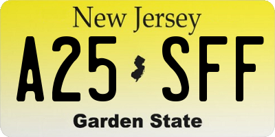 NJ license plate A25SFF