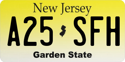 NJ license plate A25SFH