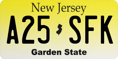 NJ license plate A25SFK
