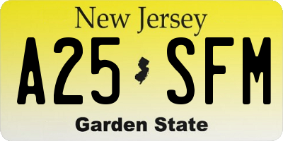 NJ license plate A25SFM