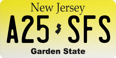 NJ license plate A25SFS
