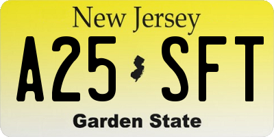 NJ license plate A25SFT