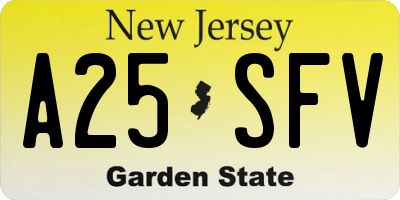 NJ license plate A25SFV