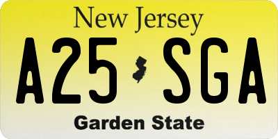 NJ license plate A25SGA