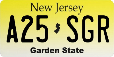 NJ license plate A25SGR