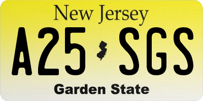 NJ license plate A25SGS