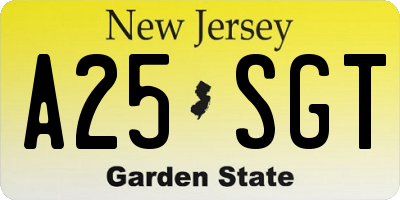 NJ license plate A25SGT