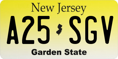 NJ license plate A25SGV